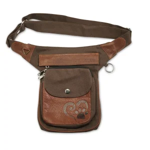 Gassi-Tasche Leder Vintage Brandy mit Prägung Pfotenherz - Hannover HS 4708