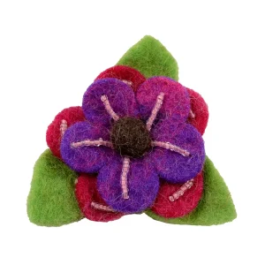 Filz Accessoires Blumen-Haargummi aus Wolle - Mix Lila-Rot