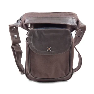 Gassi-Tasche Leder Vintage Canvas Braun - Hannover HS 3020
