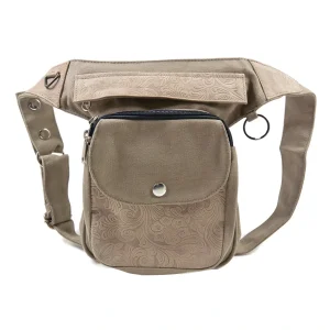 Gassi-Tasche Leder Vintage mit Blumenprägung - Hannover HS F-116