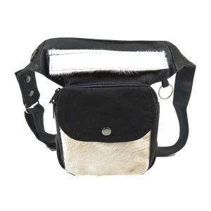 Gassi-Tasche Vintage Schwarz mit Kuhfell - Hannover HS VI-015A