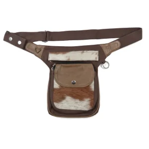 Gassi-Tasche Leder Vintage mit Kuhfell Braun - Hannover VI-12