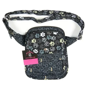 Gassi-Tasche Bauchtasche S-XXXL Canvas Stoff Schwarz/ Pfoten - NJ-Freiburg 737