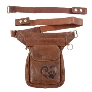 Gassi-Tasche Leder mit Pfotenherzprägung - Hannover HS 80/433