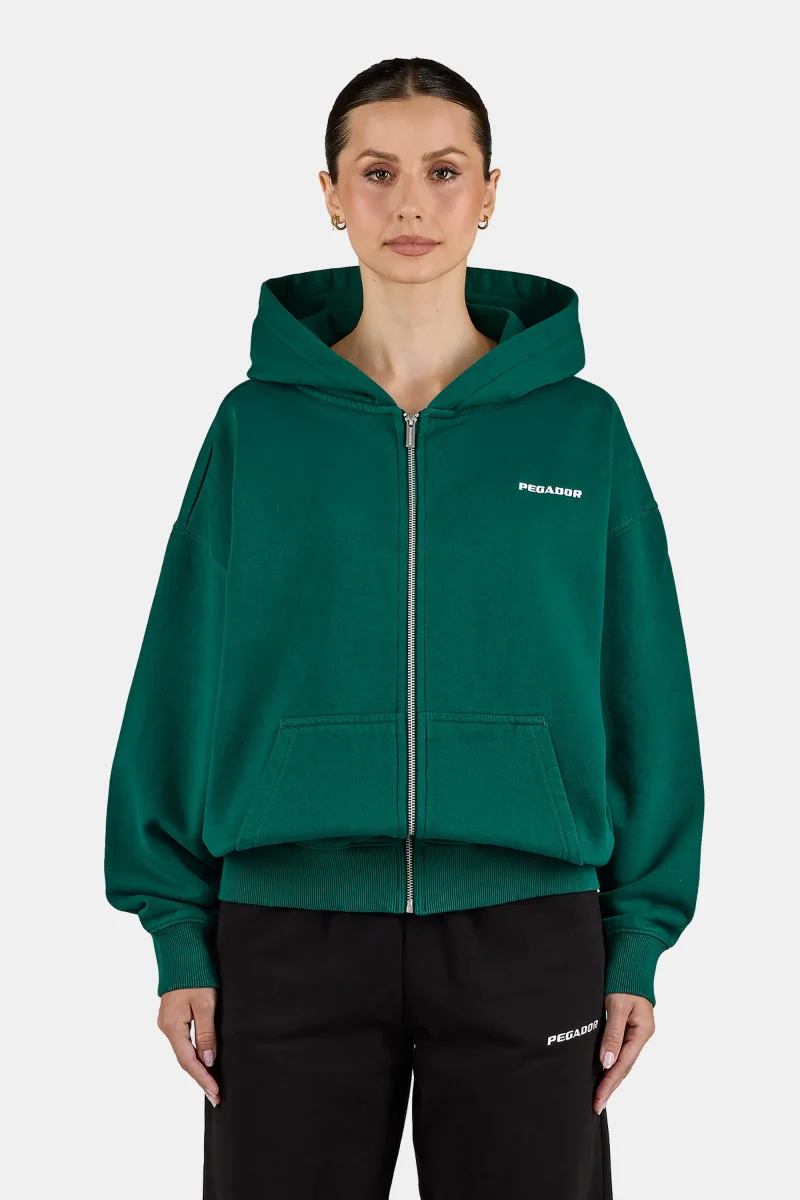 Clarita Oversized Sweat Jacket Washed Dark Green