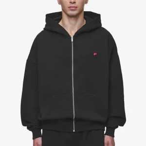 Leono Boxy Sweat Jacket Washed Black Virtual Pink Gum